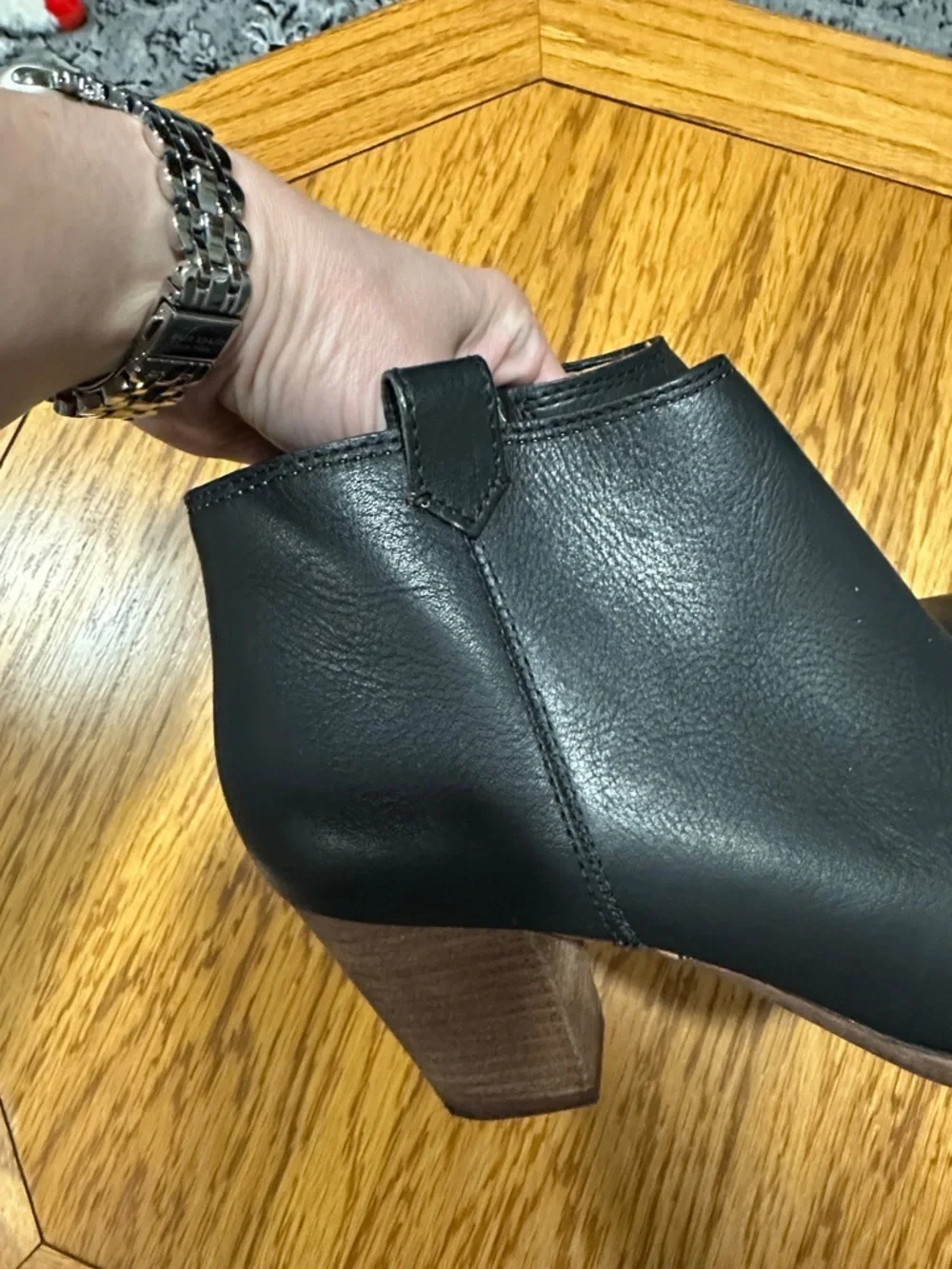 *MADEWELL* Black x Tan Leather Block Heel Ankle Billie Boots Size 8